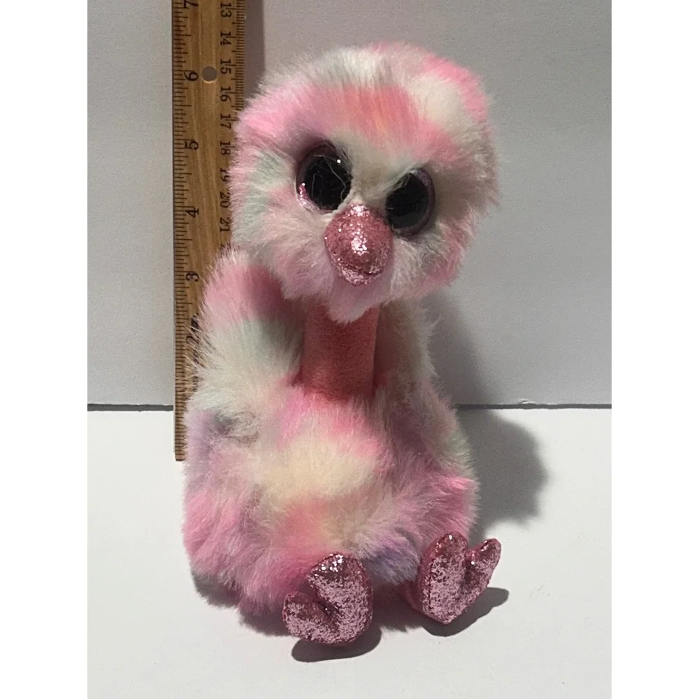 3 Shaggy Ostrich Lot Ty Beanie Boos Orson Avery Ostrich Bird Plush Pink Brown